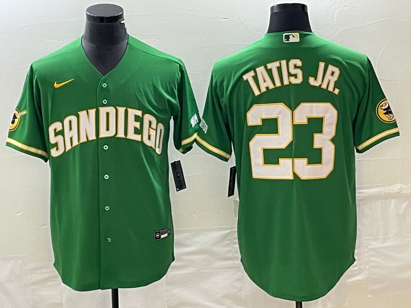 Men's San Diego Padres #23 Fernando Tatis Jr. Green Cool Base Stitched Baseball Jersey